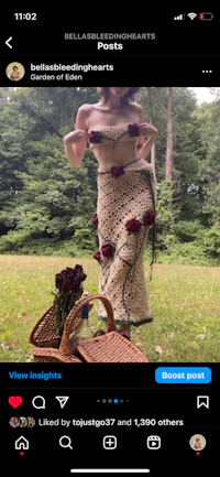 an image of a woman in a crocheted dress
